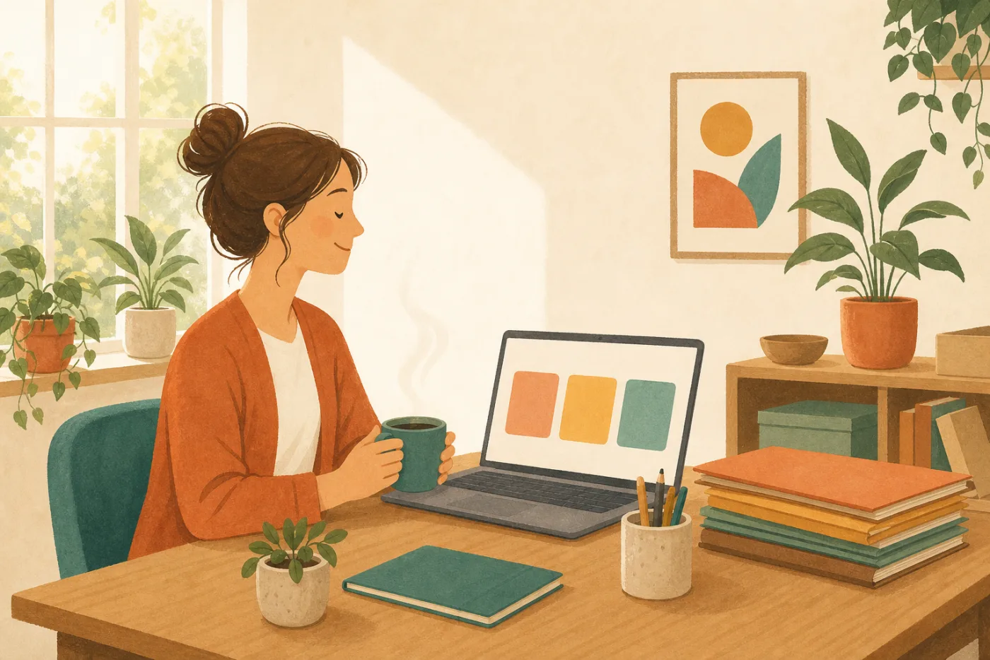 Therapist at a calm desk with three highlighted cases