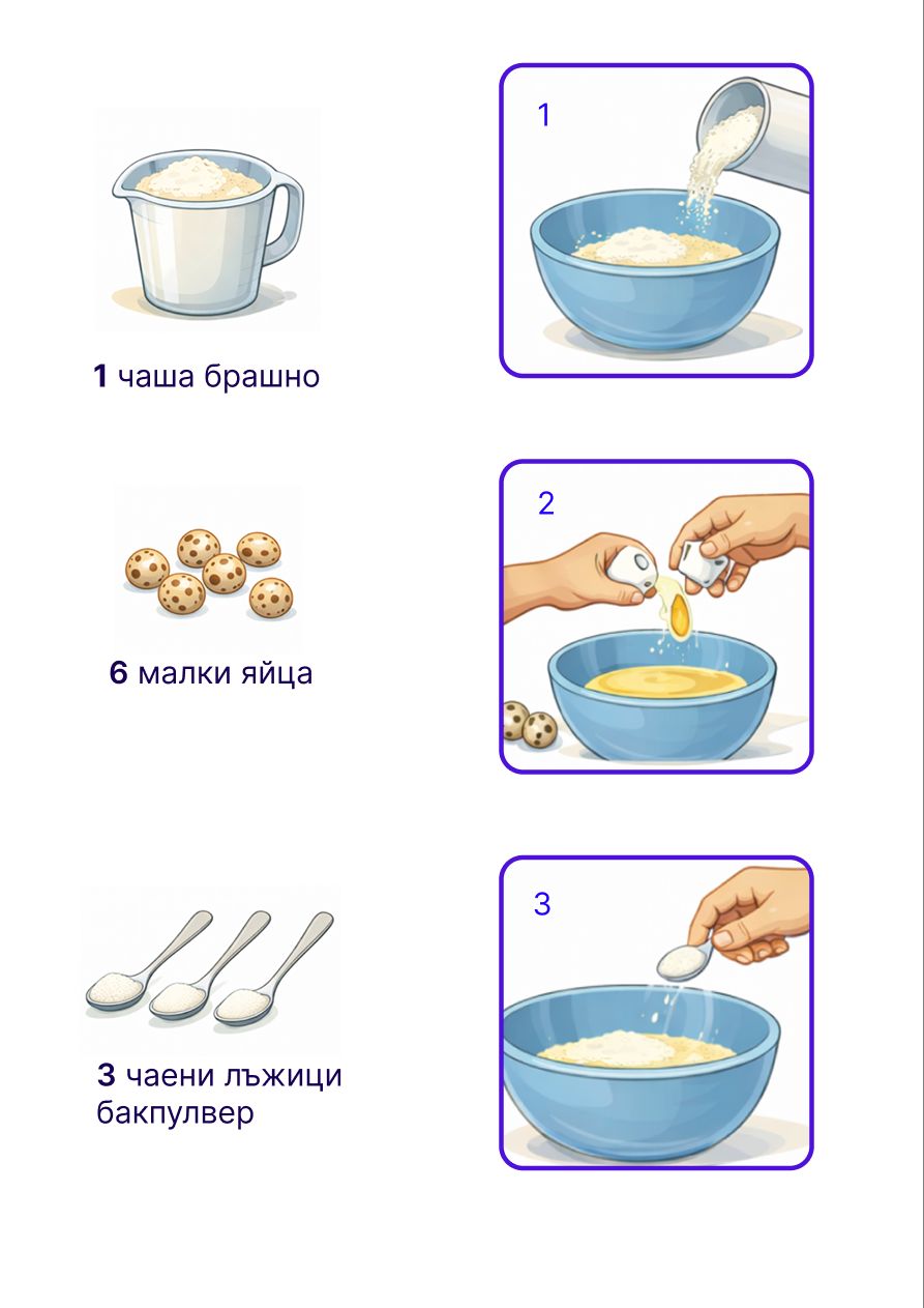 Recipe page 1 - ingredients and steps 1-3